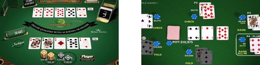 Texas Hold'Em and Caribbean Stud Poker Games